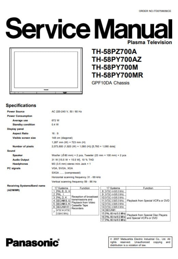 GPF10DA_TH-58PZ700A, TH-58PY700AZ, TH-58PY700M, TH-58PY700MR